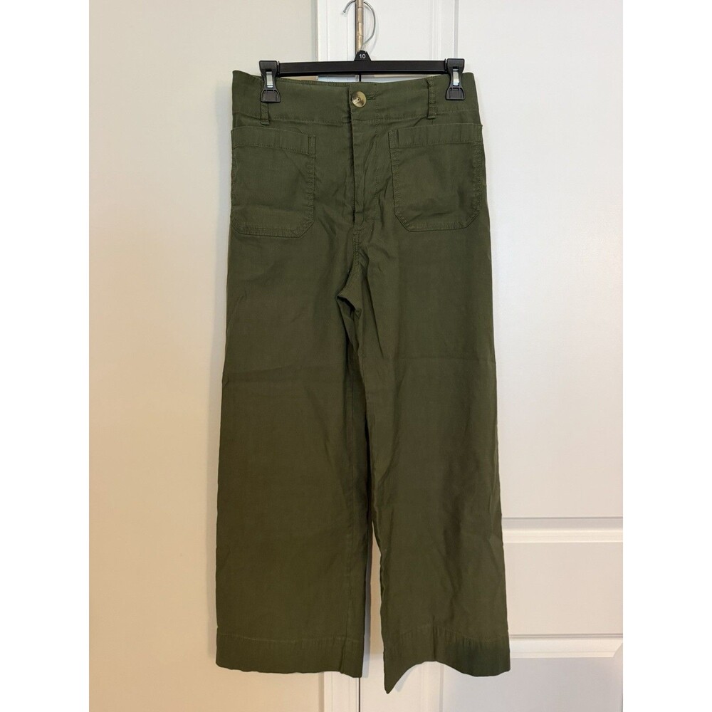 Maeve Anthropologie Colette Wide Leg Pants Dark Green Womens Size 27 High Rise